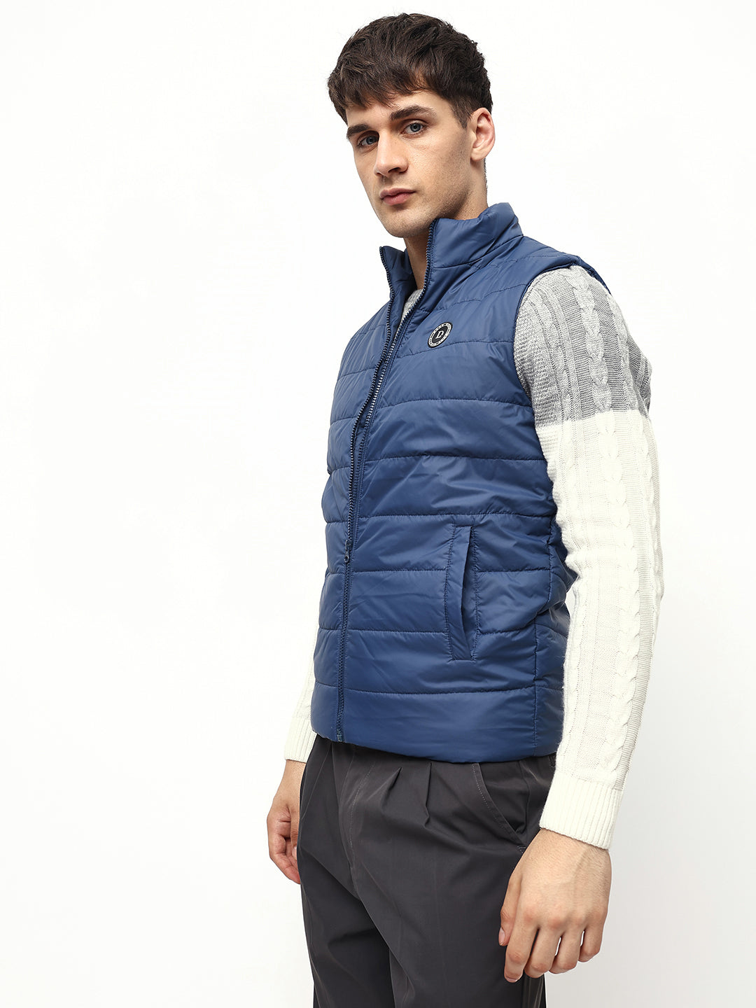 Mens Sleeveless Jacket - Lightweight Casual Winterwear  (Bright Navy)