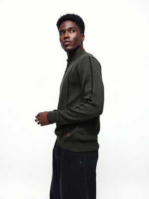 Men's Striped Mock Collar Pullover Sweater