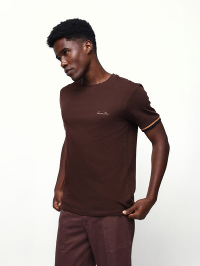 Men's Solid Round Neck Half Sleeves Relaxed Fit T-shirt