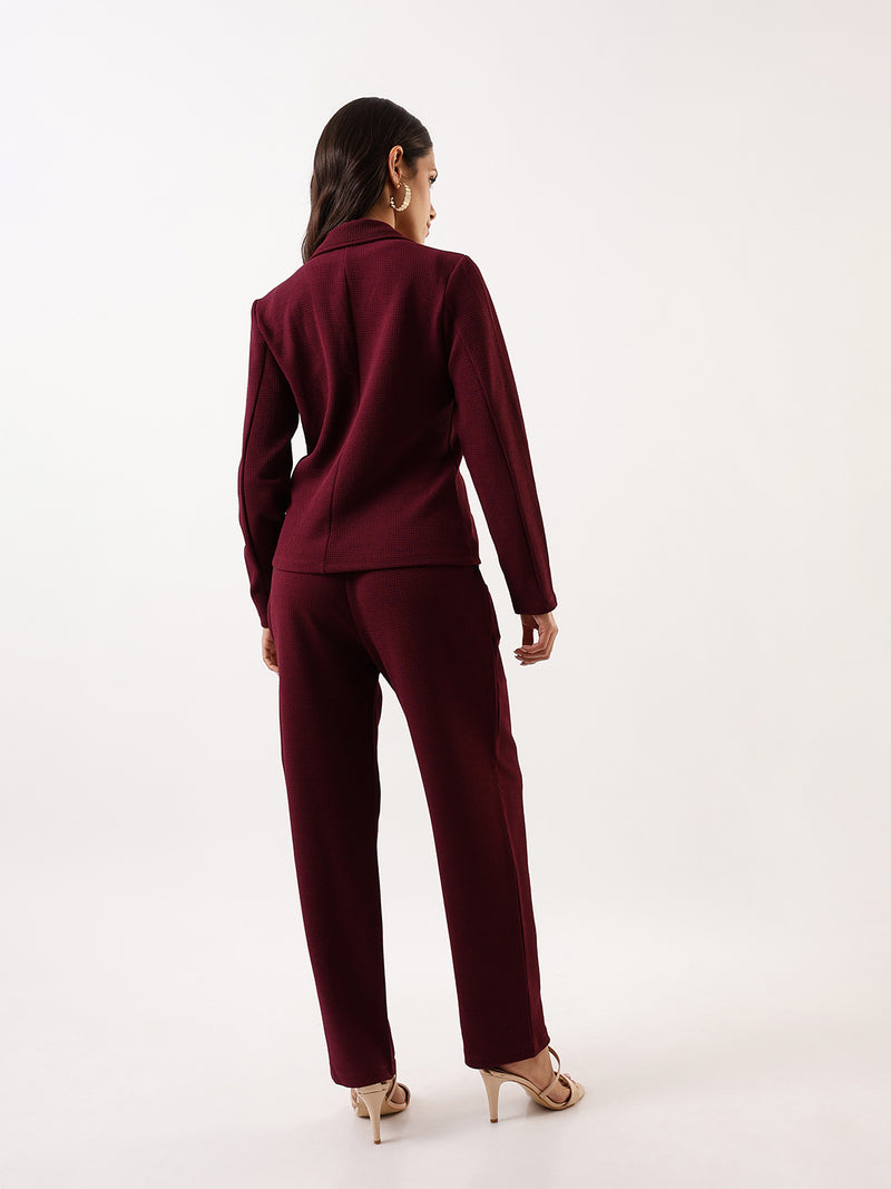 DL Woman Solid Blazer and Trousers Co-ords Set