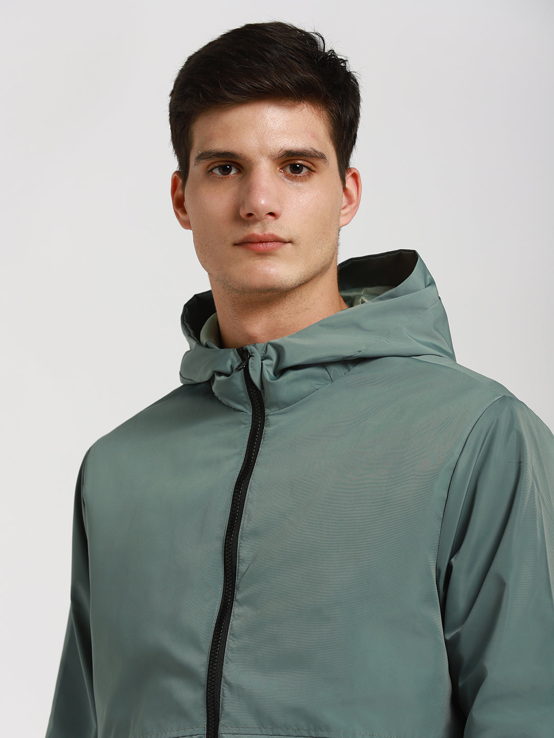 Dennis Lingo Men's Petrol Solid Hood Full Sleeve Light weight jacket Jackets
