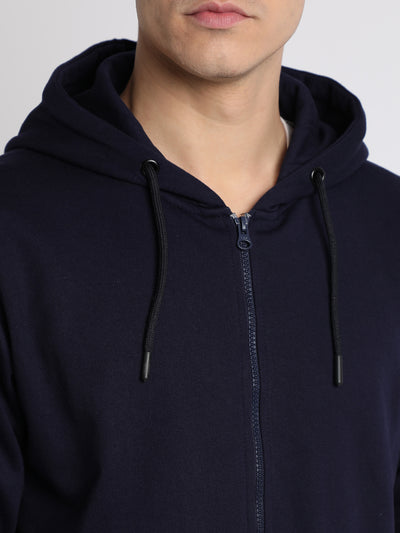 Dennis Lingo Men's Navy  Full Sleeves Zipper Hoodie Sweatshirt