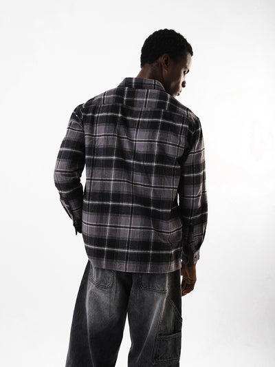 Men's Flannel Checks Spread Collar Relaxed Fit Casual Shirt