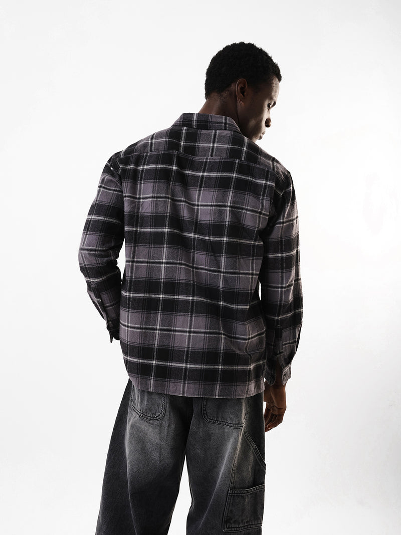 Men's Flannel Checks Spread Collar Relaxed Fit Casual Shirt