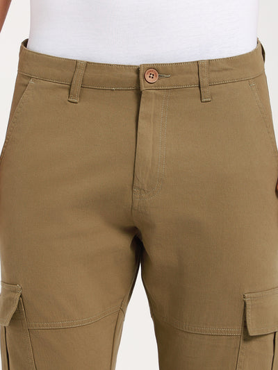 Men's Moss Green Solid Cargos