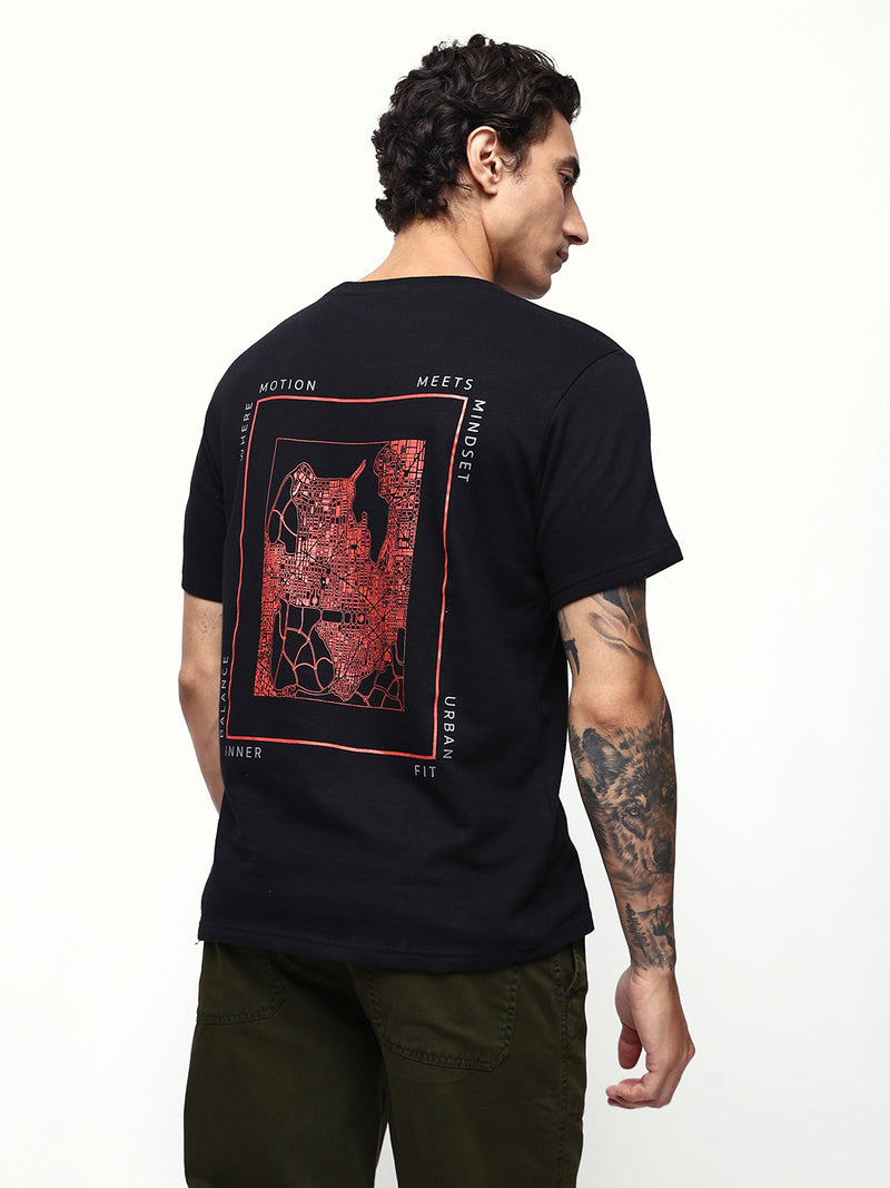 Men's Printed Round Neck Half Sleeves Relaxed Fit T-shirt
