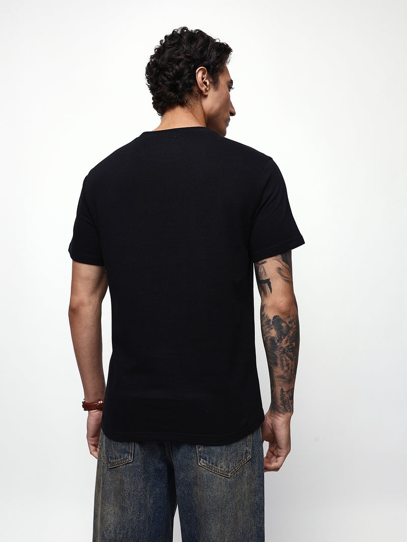 Men's Printed Round Neck Half Sleeves Relaxed Fit T-shirt