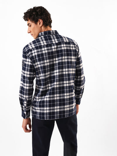 Men's Flannel Checks Spread Collar Relaxed Fit Casual Shirt