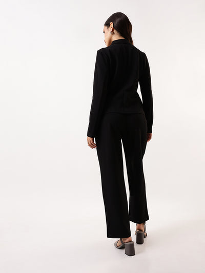 DL Woman Solid Blazer and Trousers Co-ords Set