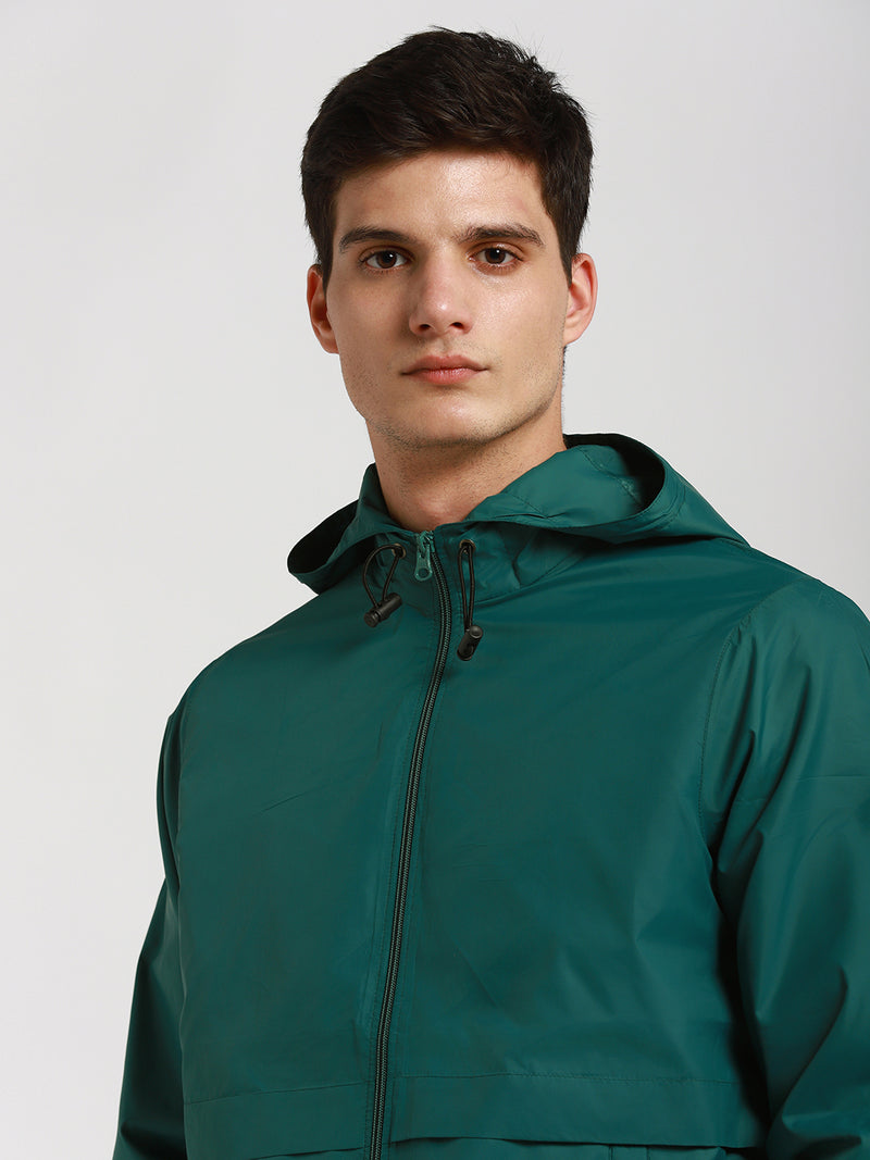 Dennis Lingo Men's Hooded Regular Fit Solid Grass Green Jackets