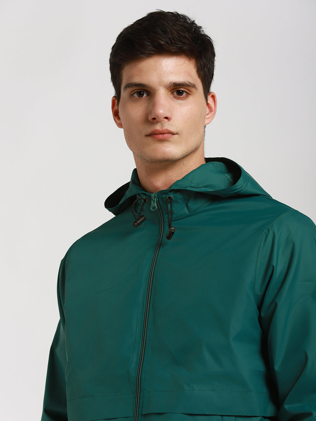 Dennis Lingo Men's Grass Green Solid Hood Full Sleeve Light weight jacket Jackets