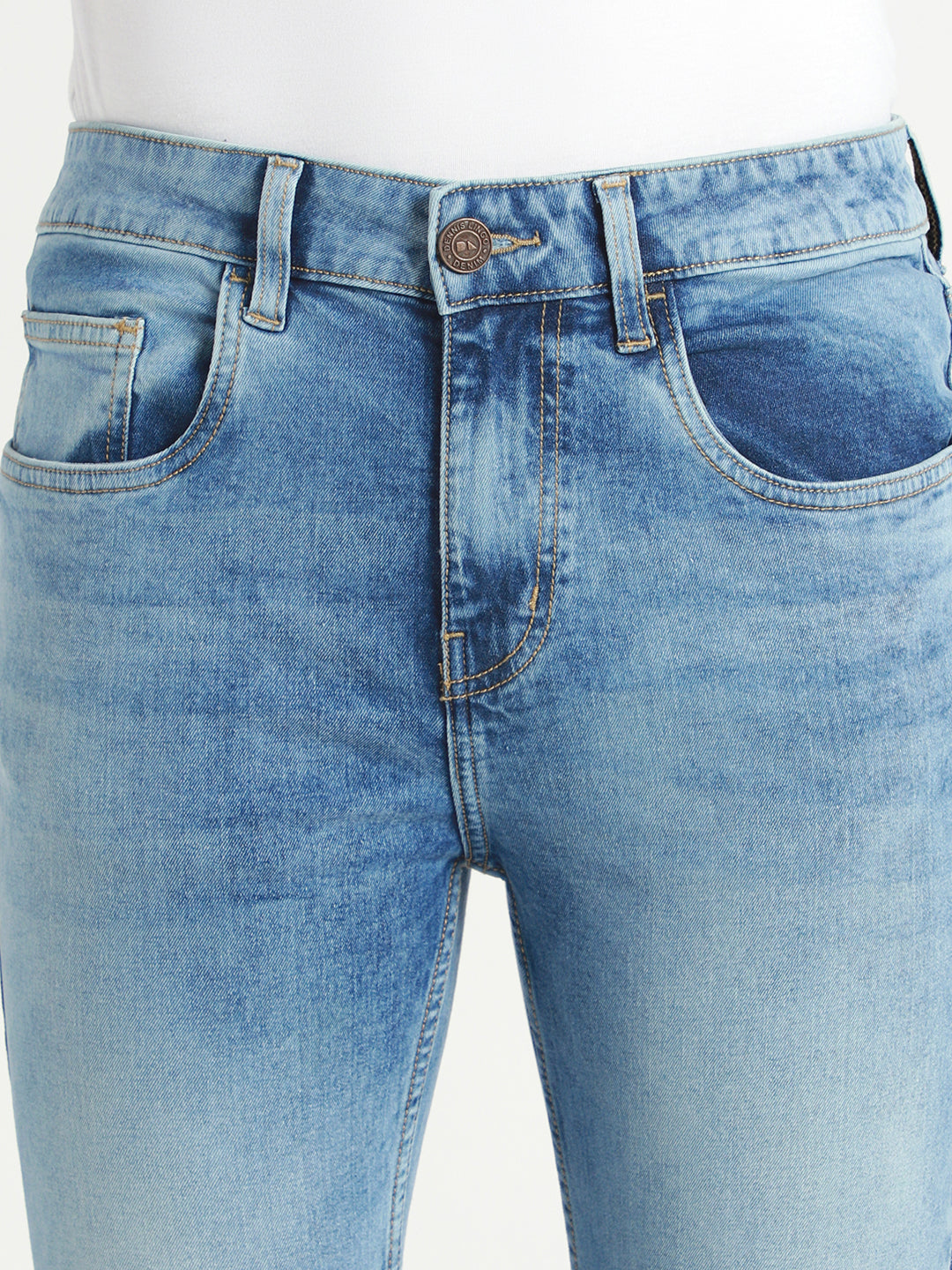 Men's Bootcut light fade Mid Blue Stretchable Jeans