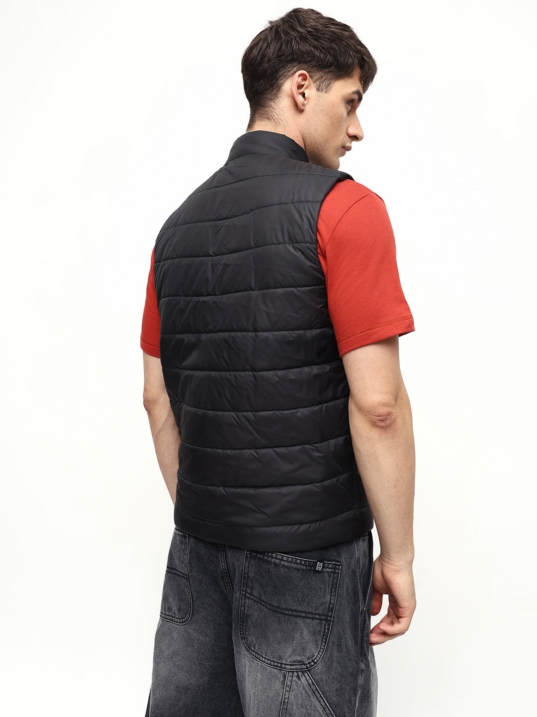 Men's Black Regular Fit Winterwear Jackets