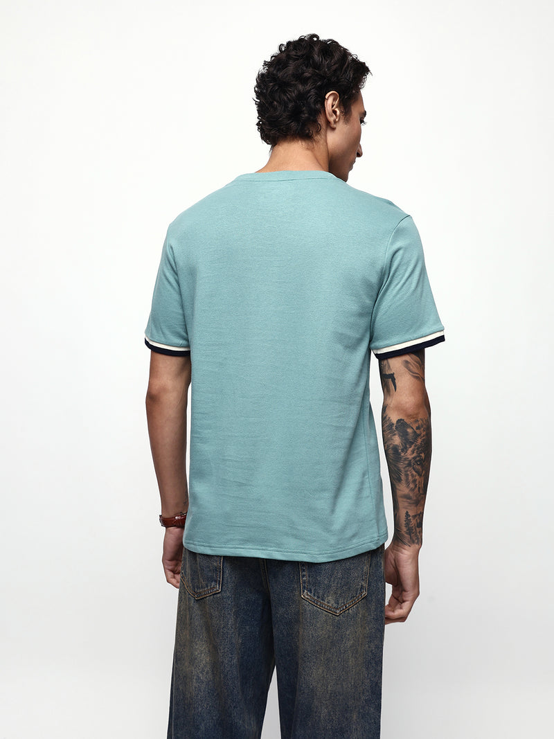 Men's Solid Round Neck Half Sleeves Relaxed Fit T-shirt