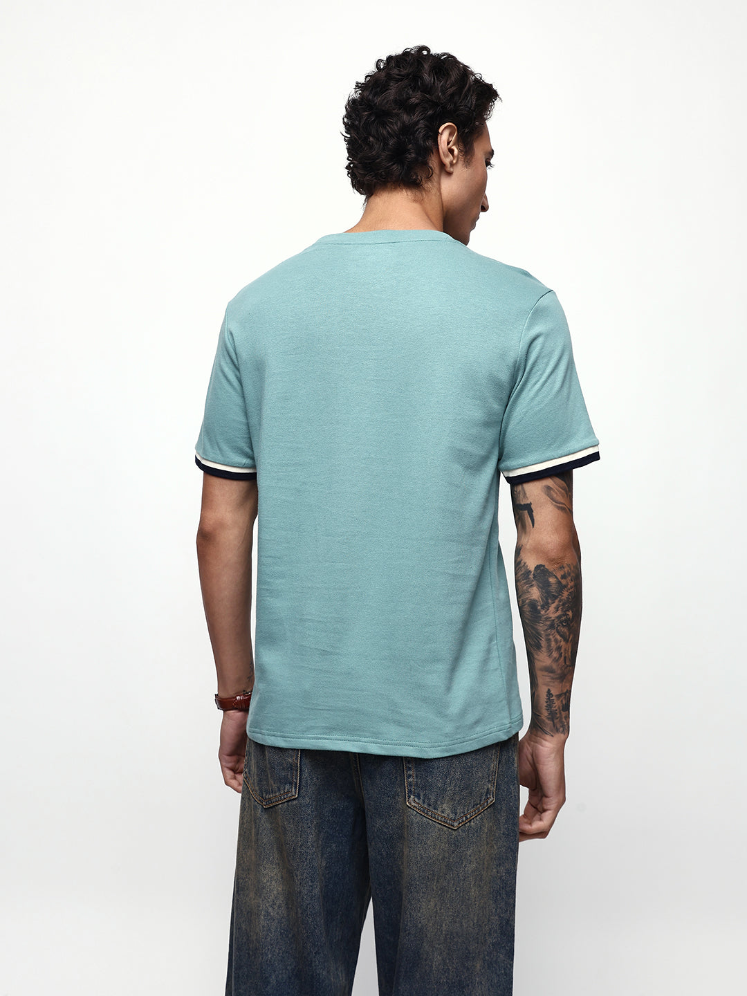 Men's Solid Round Neck Half Sleeves Relaxed Fit T-shirt