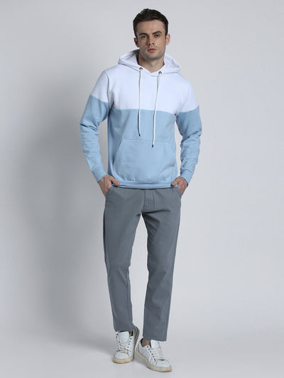 Men's Colourblocked Hooded Pullover Sweatshirt