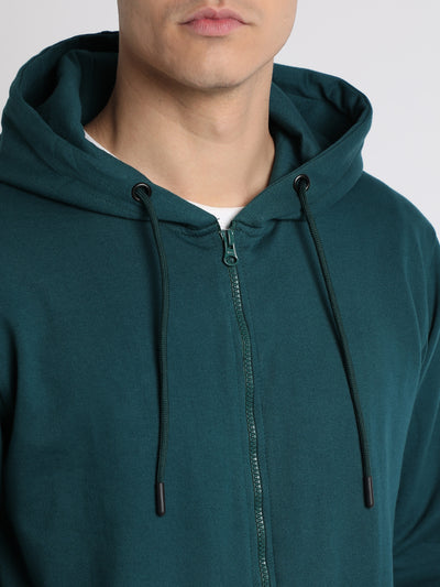 Dennis Lingo Men's Teal  Full Sleeves Zipper Hoodie Sweatshirt