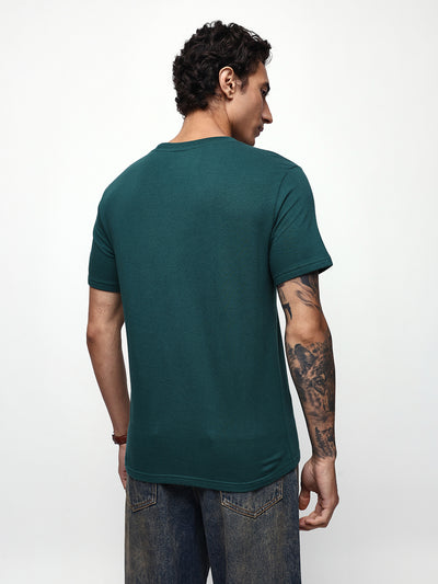 Men's Printed Round Neck Half Sleeves Relaxed Fit T-shirt