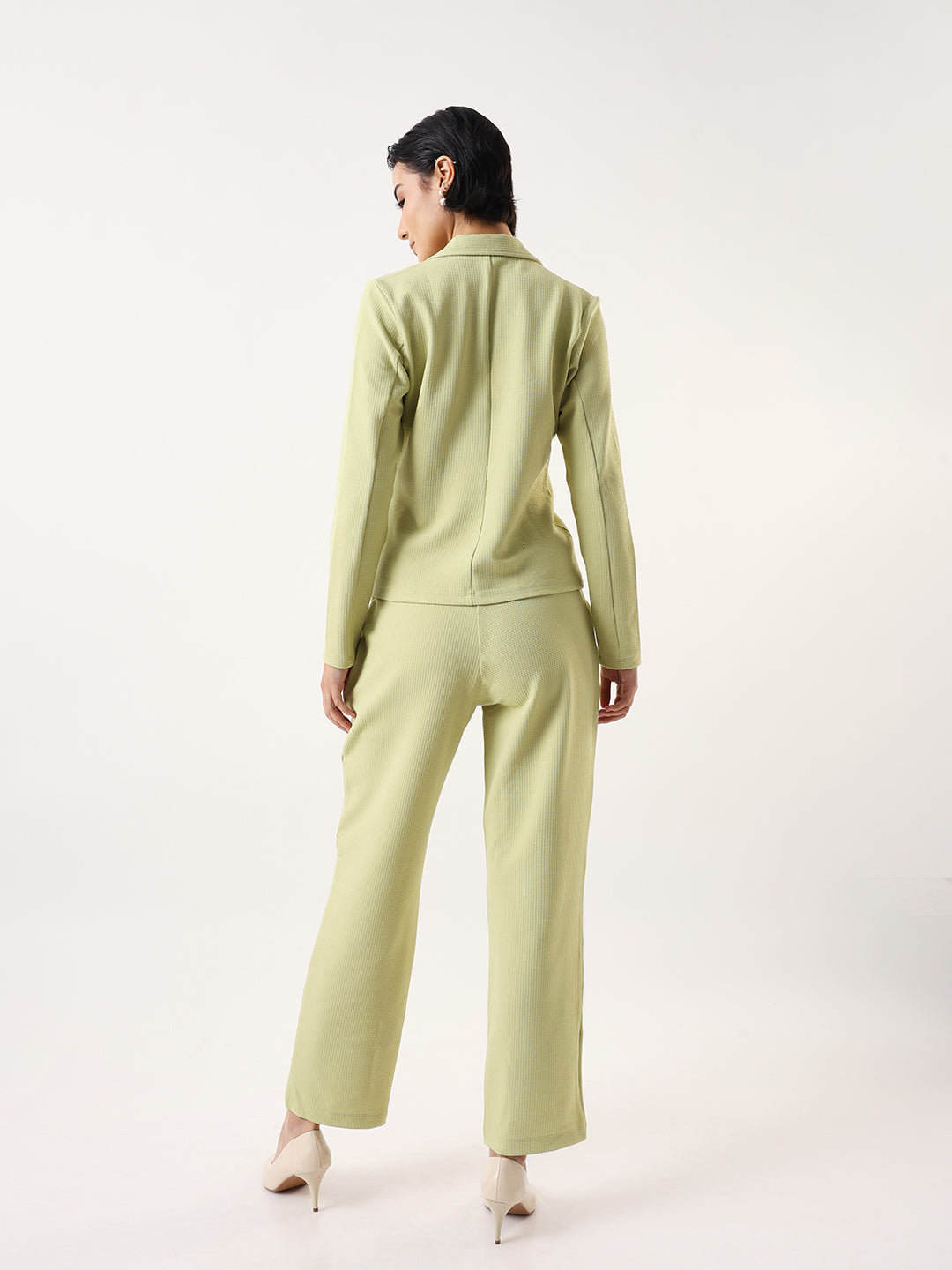 DL Woman Solid Blazer and Trousers Co-ords Set