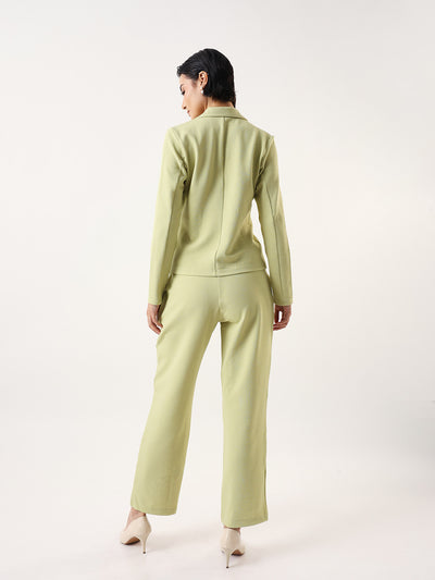DL Woman Solid Blazer and Trousers Co-ords Set