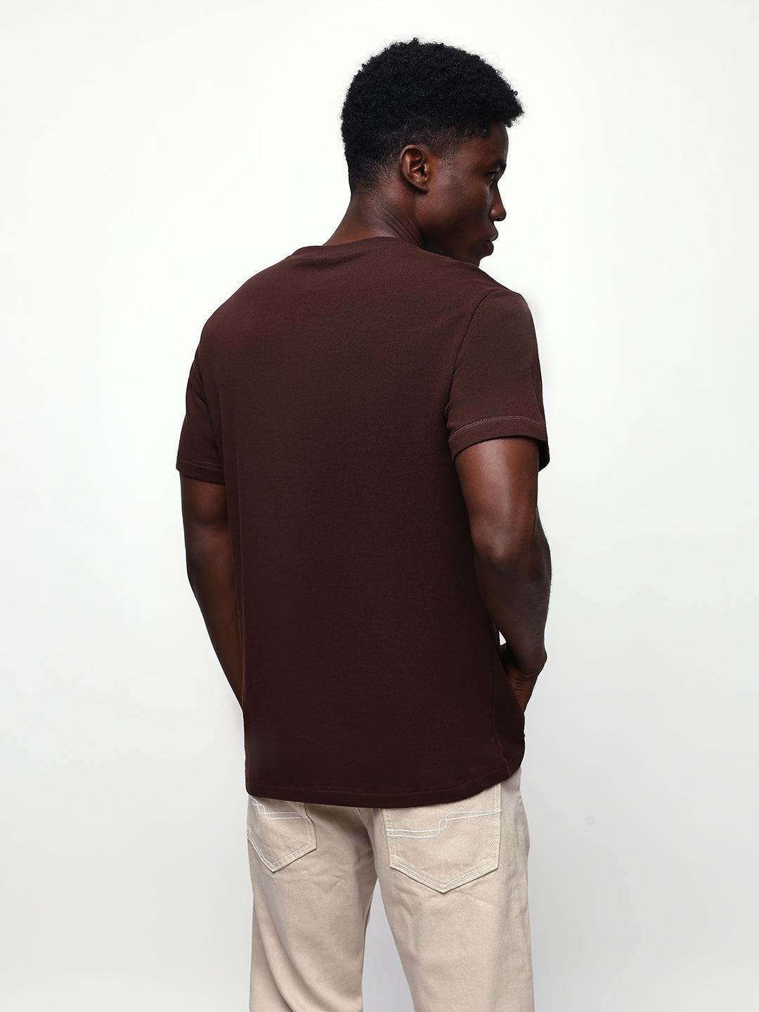 Men's Solid Round Neck Half Sleeves Relaxed Fit T-shirt