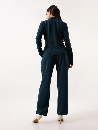 DL Woman Solid Blazer and Trousers Co-ords Set