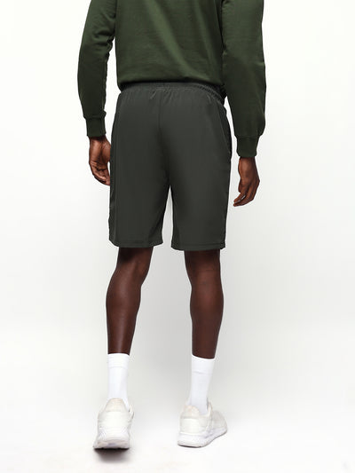 Men's Olive Solid Relaxed Fit Casual Shorts