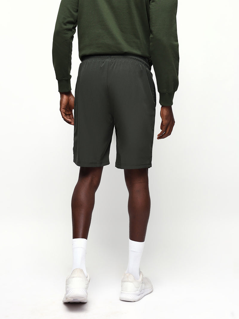 Men's Olive Solid Relaxed Fit Casual Shorts