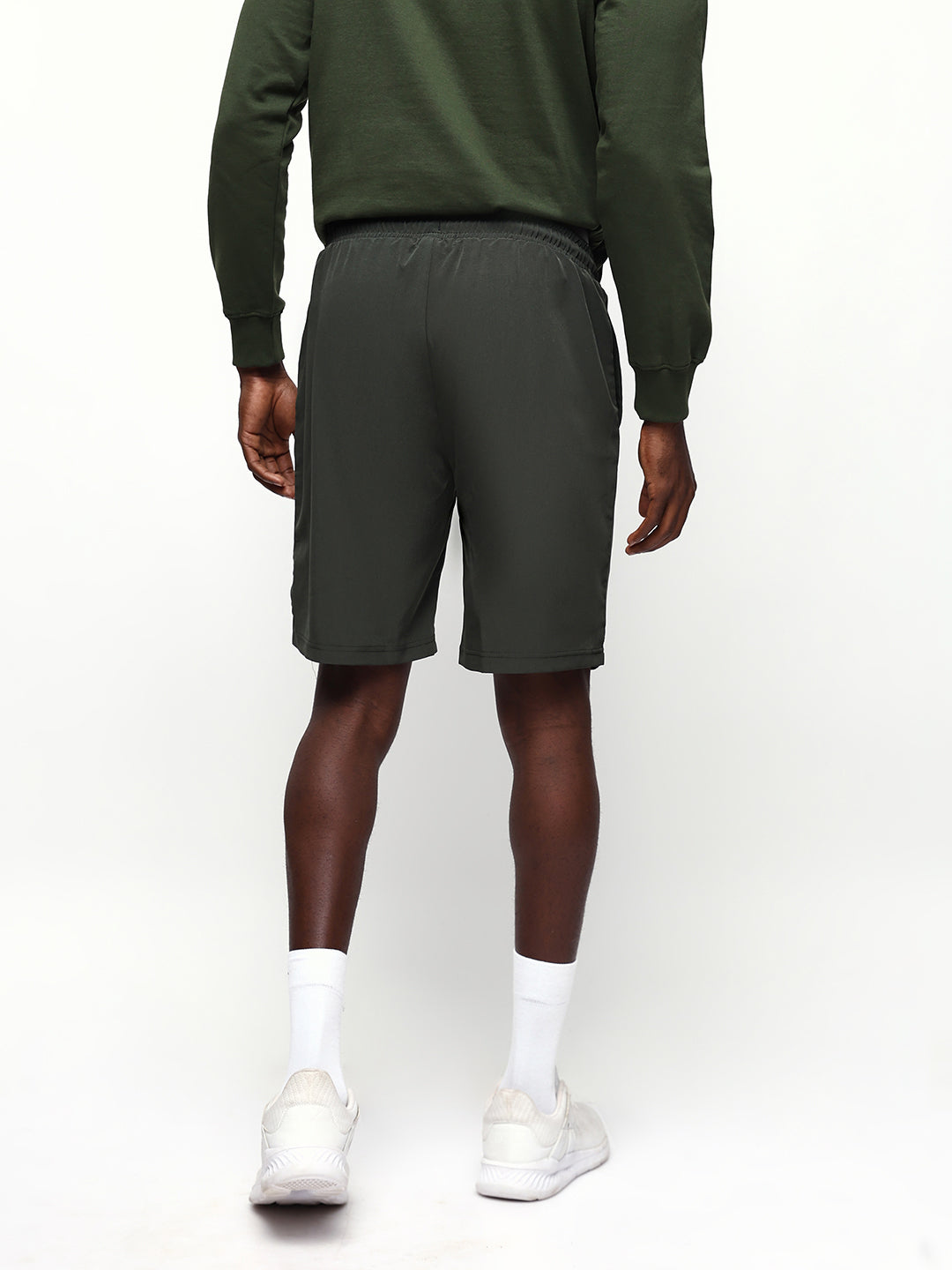 Men's Olive Solid Relaxed Fit Casual Shorts