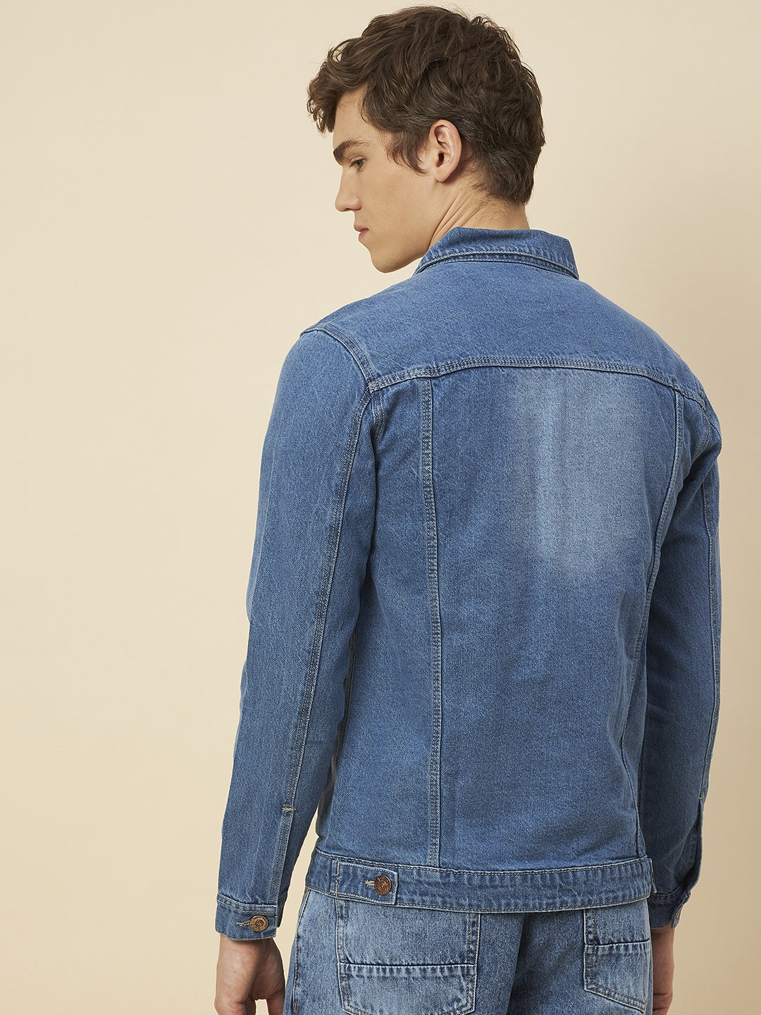 Men's Blue Solid Ripped Denim Jacket - High Star x Dennis Lingo