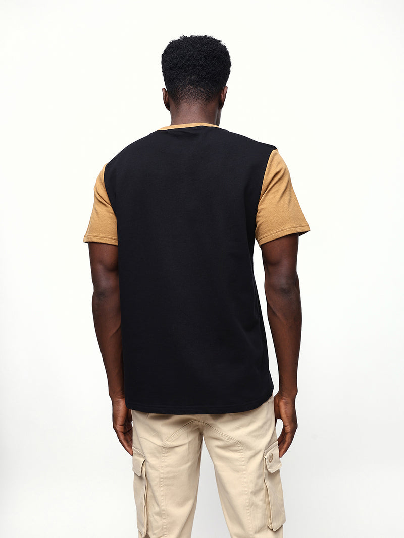 Men's Colourblocked Round Neck Half Sleeves Relaxed Fit T-shirt