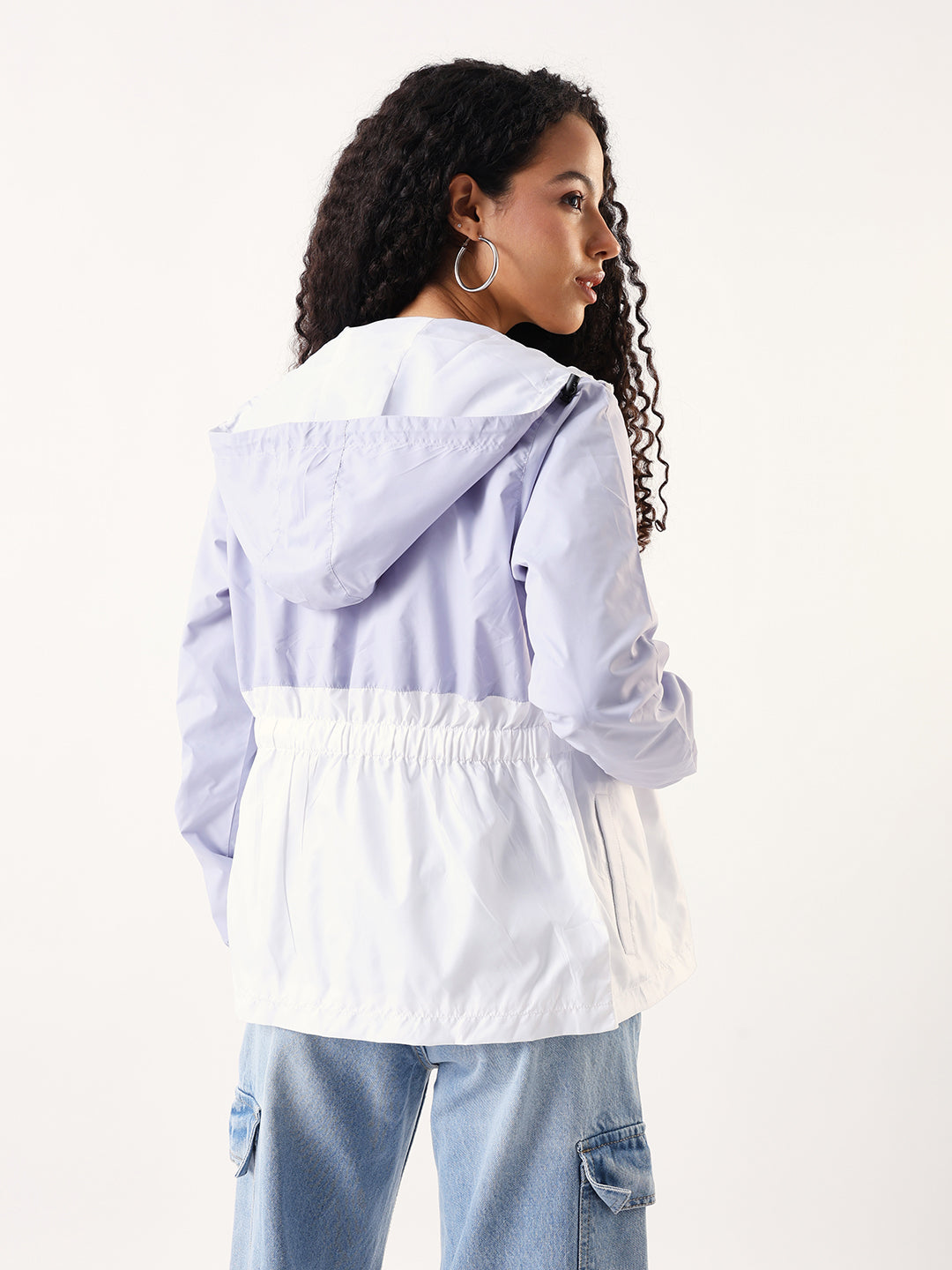 DL Woman Colourblocked Full Sleeves Hooded Casual Jacket