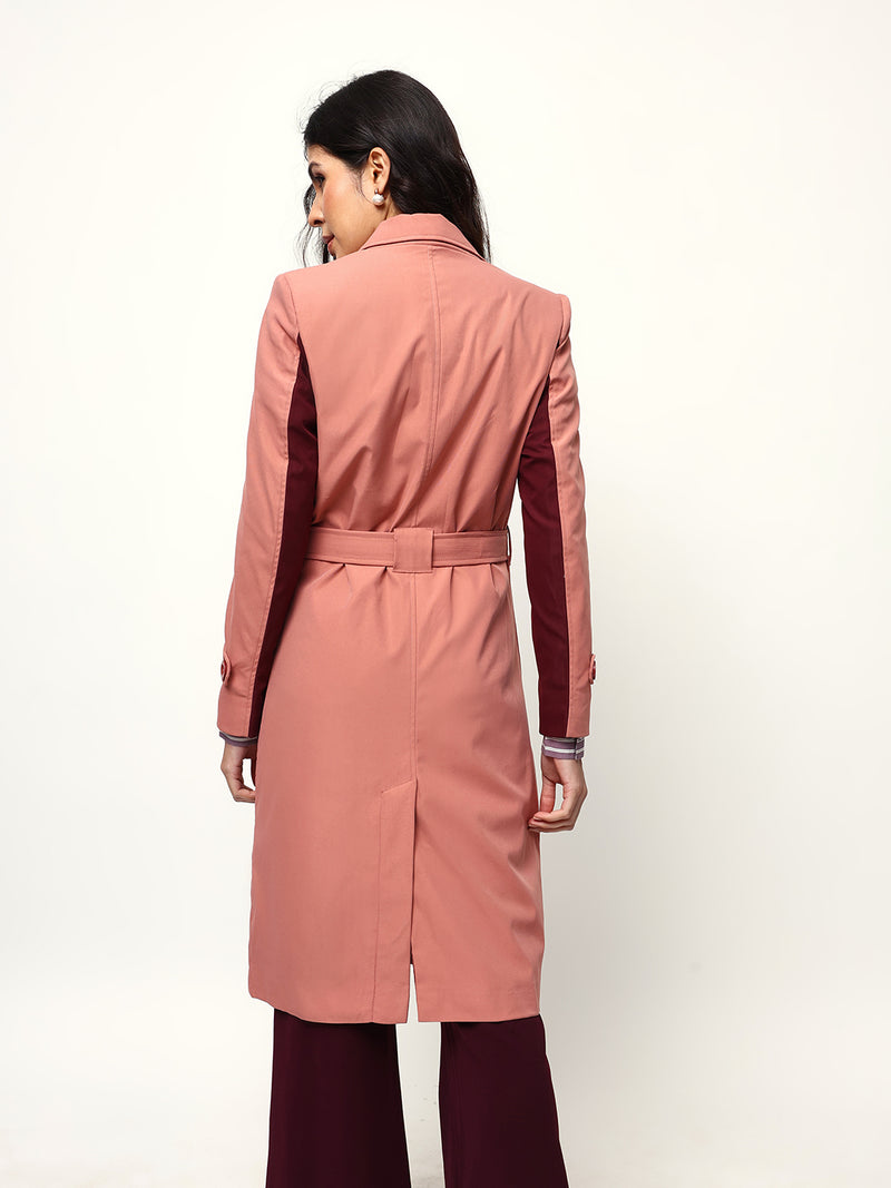 DL Woman Solid Full Sleeves Lapel Collar Trench Coat