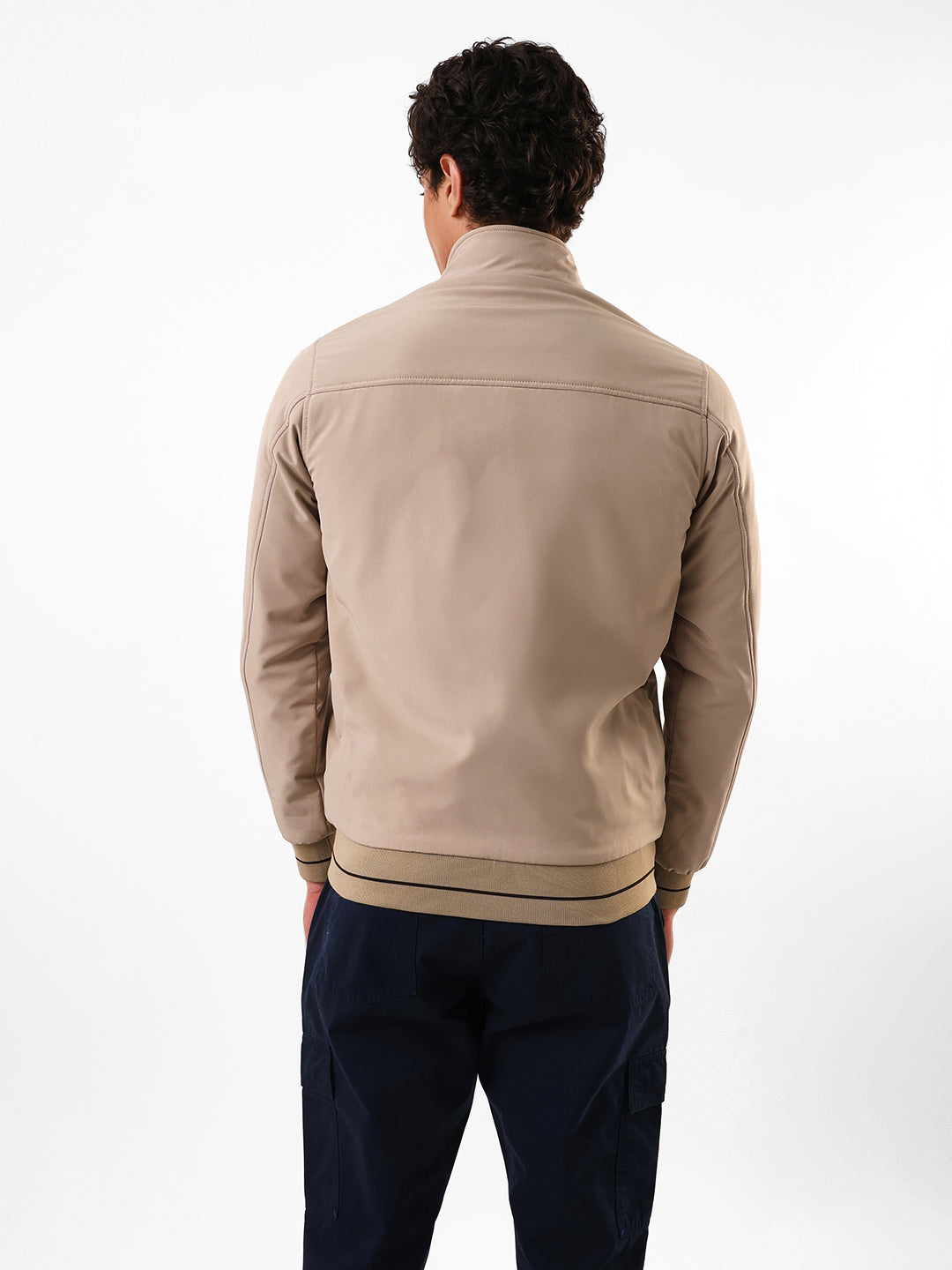 Men's Solid Mock Neck Full Sleeves Reversible Puffer Jacket