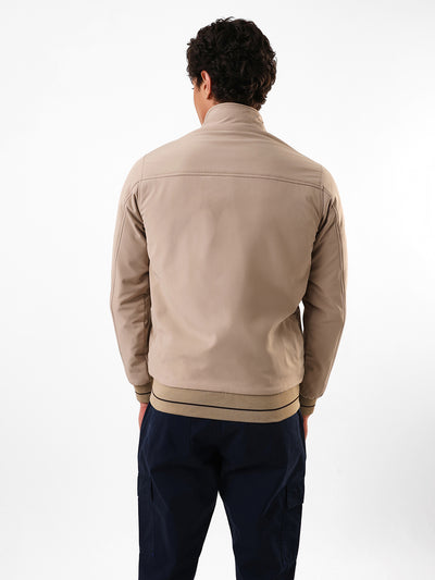 Men's Solid Mock Neck Full Sleeves Reversible Puffer Jacket