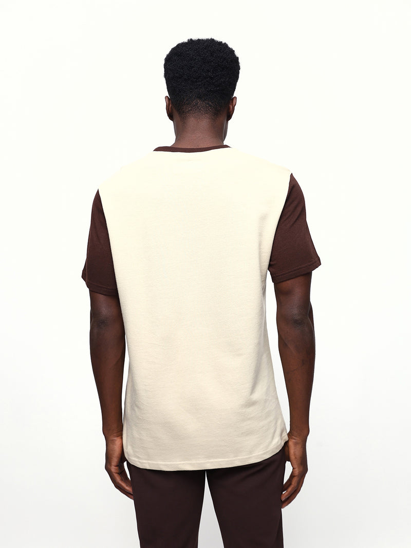 Men's Colourblocked Round Neck Half Sleeves Relaxed Fit T-shirt