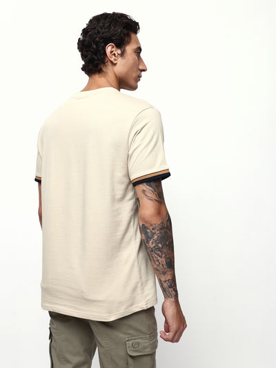 Men's Solid Round Neck Half Sleeves Relaxed Fit T-shirt
