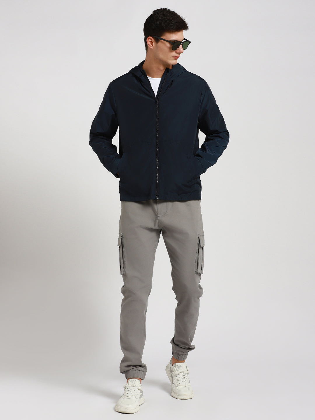 Dennis Lingo Men's Indigo Solid Hood Full Sleeve Light weight jacket Jackets