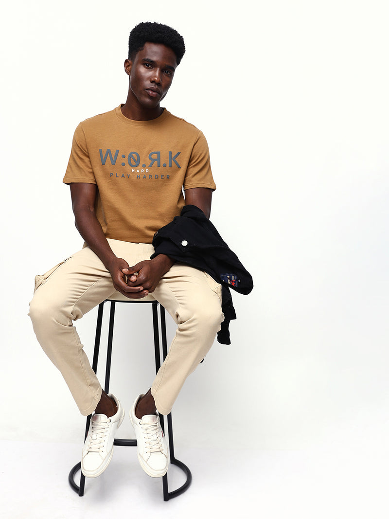 Men's Printed Round Neck Half Sleeves Relaxed Fit T-shirt