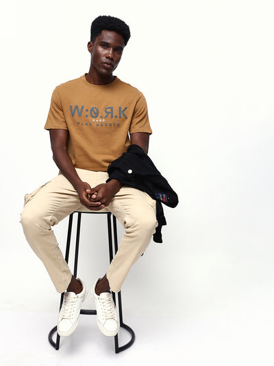 Men's Printed Round Neck Half Sleeves Relaxed Fit T-shirt