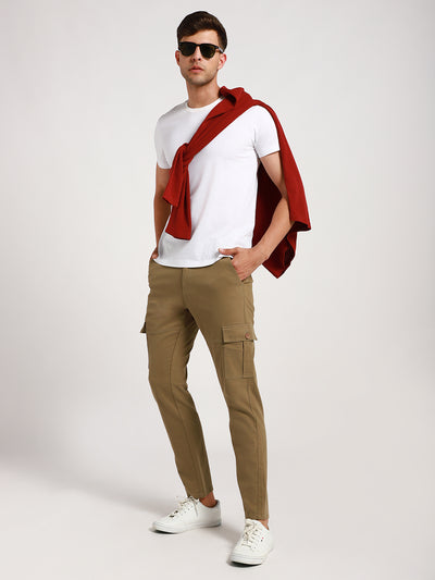 Men's Moss Green Solid Cargos