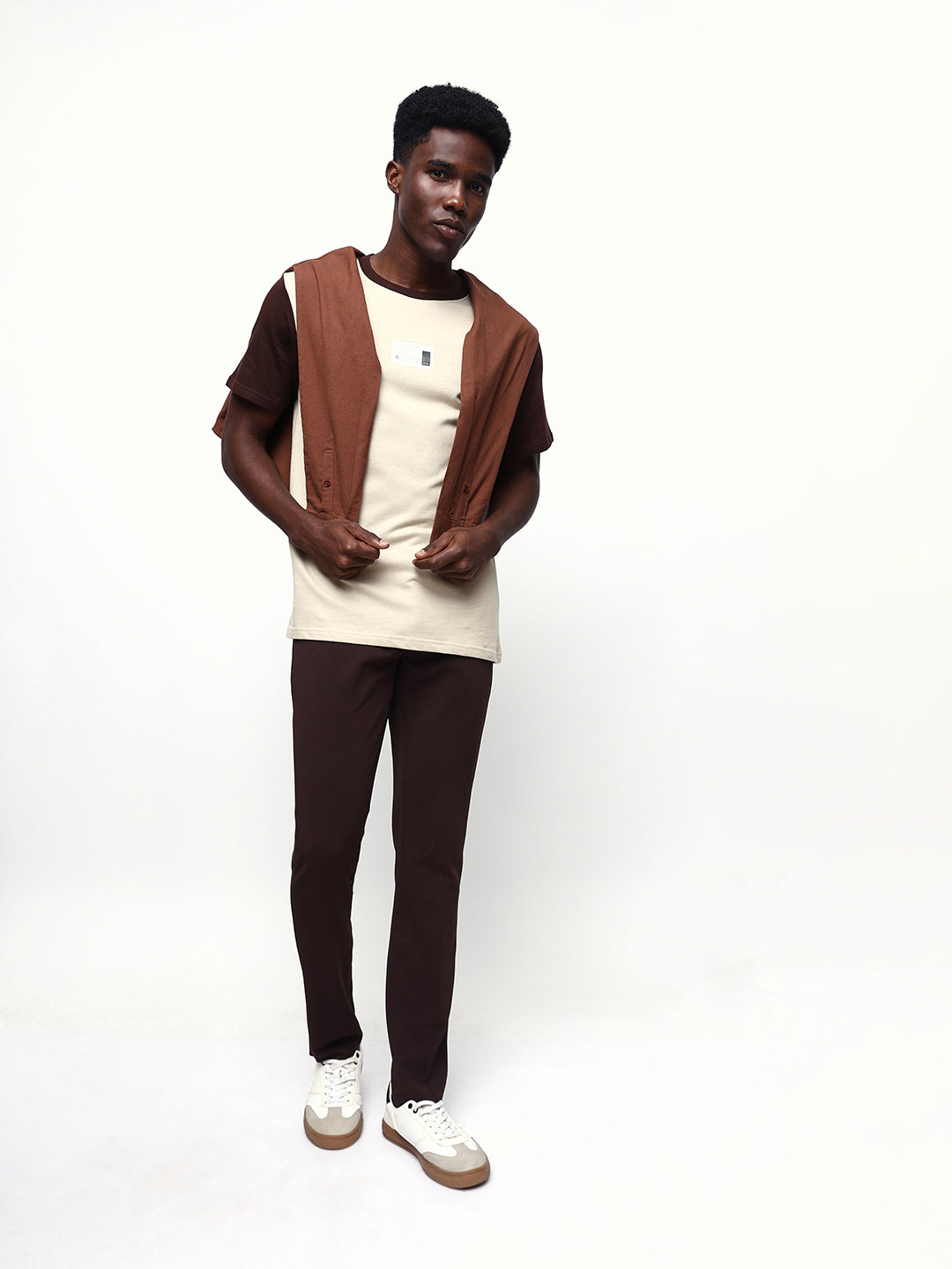 Men's Colourblocked Round Neck Half Sleeves Relaxed Fit T-shirt