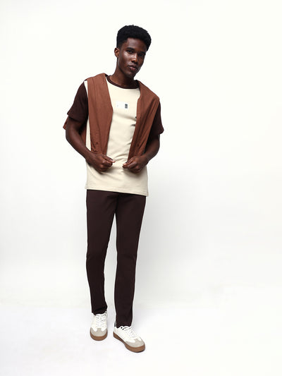 Men's Colourblocked Round Neck Half Sleeves Relaxed Fit T-shirt