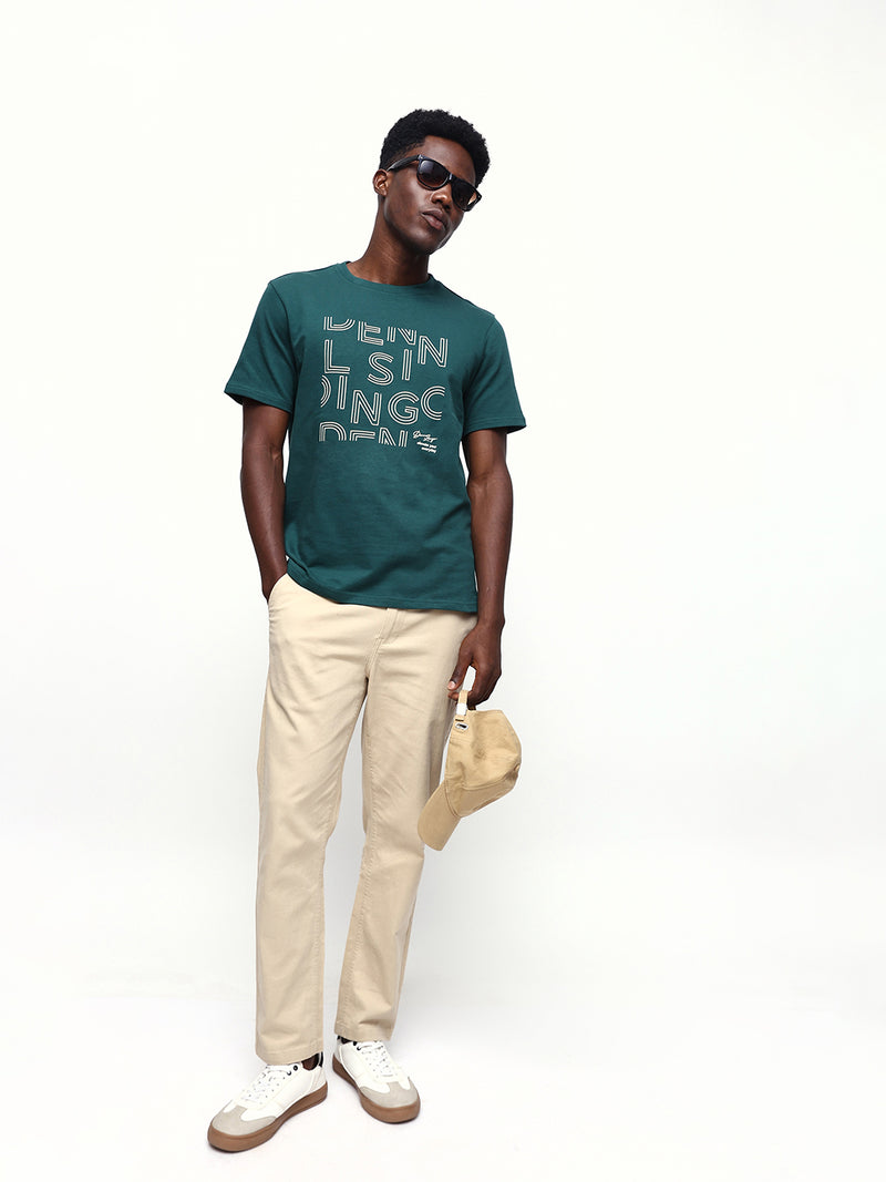 Men's Printed Round Neck Half Sleeves Relaxed Fit T-shirt