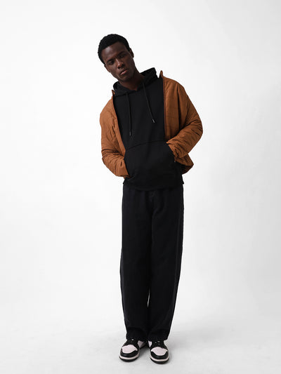 Men's Black Solid Hooded Pullover Fleece Sweatshirt