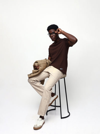 Men's Solid Round Neck Half Sleeves Relaxed Fit T-shirt