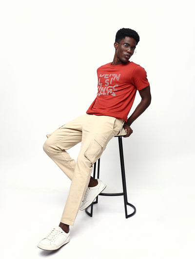 Men's Printed Round Neck Half Sleeves Relaxed Fit T-shirt