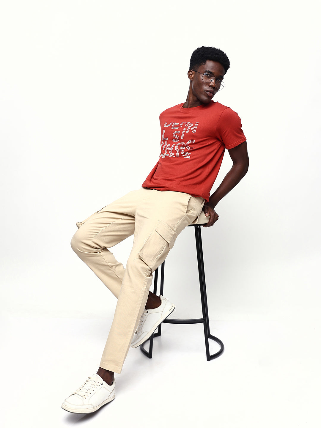 Men's Printed Round Neck Half Sleeves Relaxed Fit T-shirt