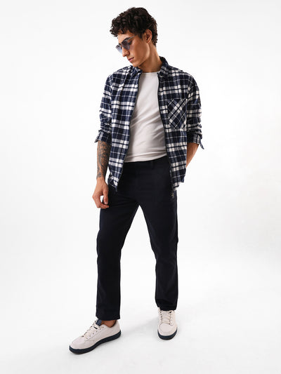 Men's Flannel Checks Spread Collar Relaxed Fit Casual Shirt