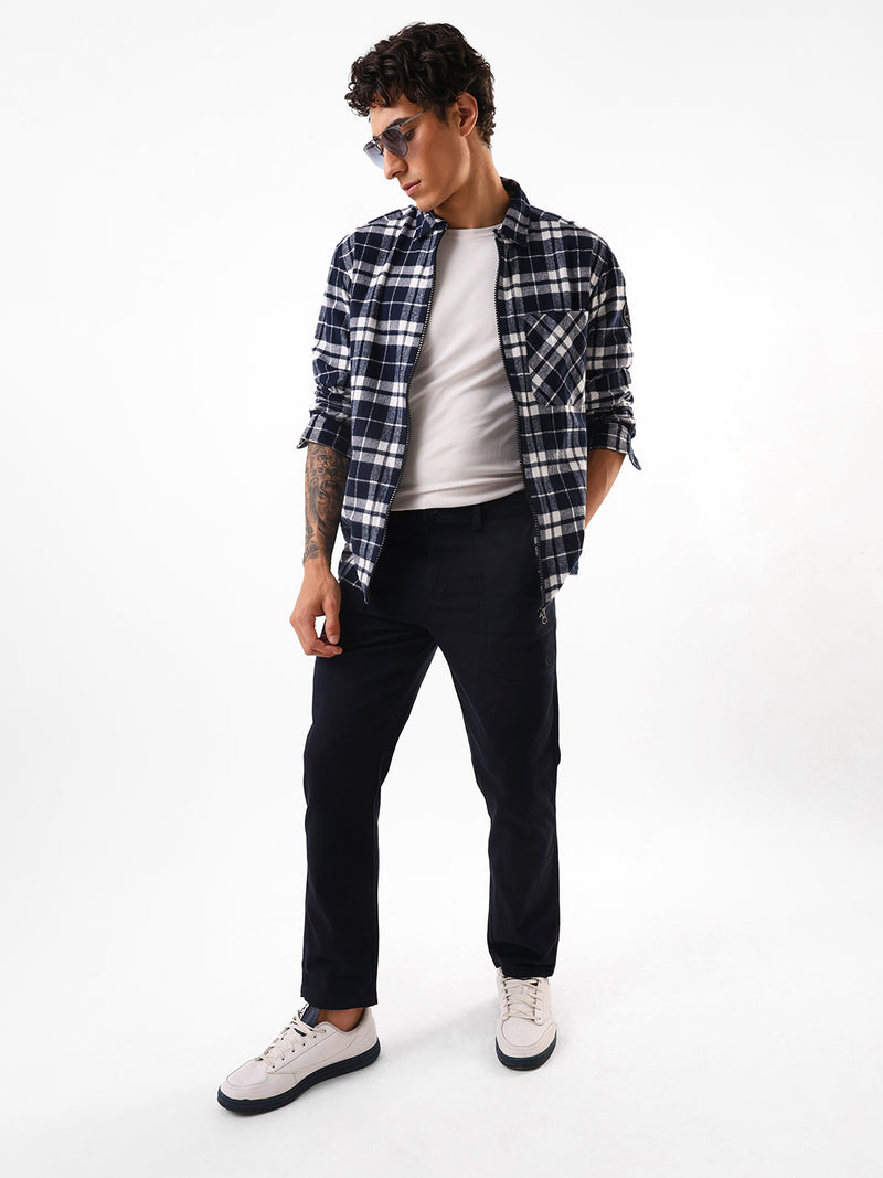 Men's Flannel Checks Spread Collar Relaxed Fit Casual Shirt